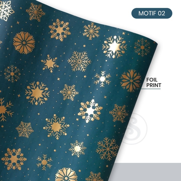 

Kertas Kado Natal Christmas Foil SNOWFLAKES - Motif 2