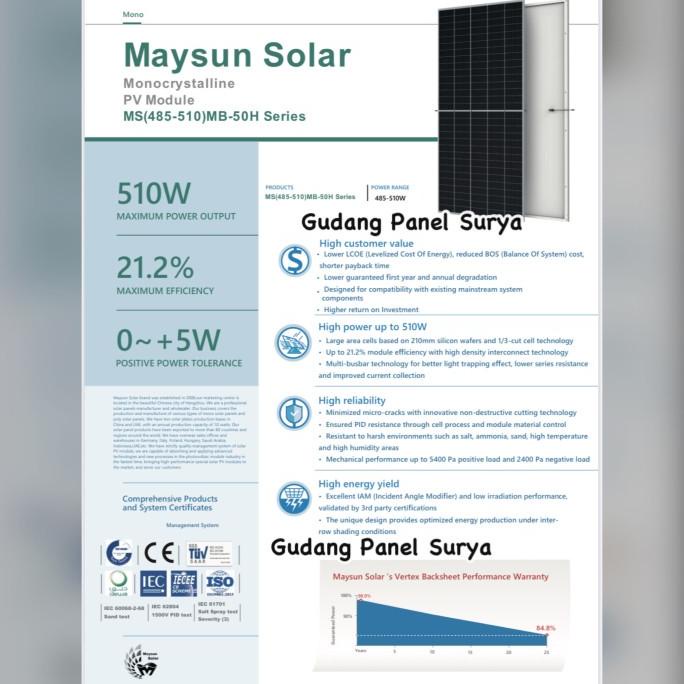 Panel Surya Solarcell 500WP 500 WP Mono - Maysun Solar Panel