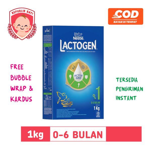 Lactogen 1 (0-6 Bulan) 1000gr 1Kg Susu Formula Bayi Murah FREE DUS BUBBLE