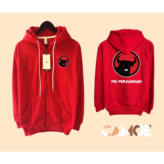 Jaket Hoodie Zipper Partai PDIP PDI Perjuangan - S