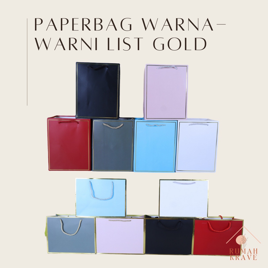 

RUMAH KRAVE - Paperbag Warna-warni List Gold Horizontal dan Vertikal