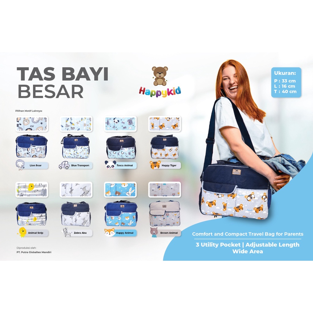 TAS BAYI BESAR HAPPYKID TAS  BAYI BESAR / MEDIUM / KECIL DOUBLE SAKU SERIES