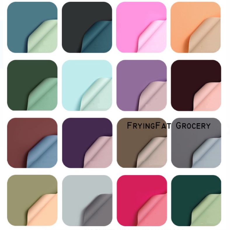 

(5 Lembar) kertas bunga 58*58cm flower wrapping paper 2 sisi (Bicolor) Harga Per Pack isi 5 Lembar