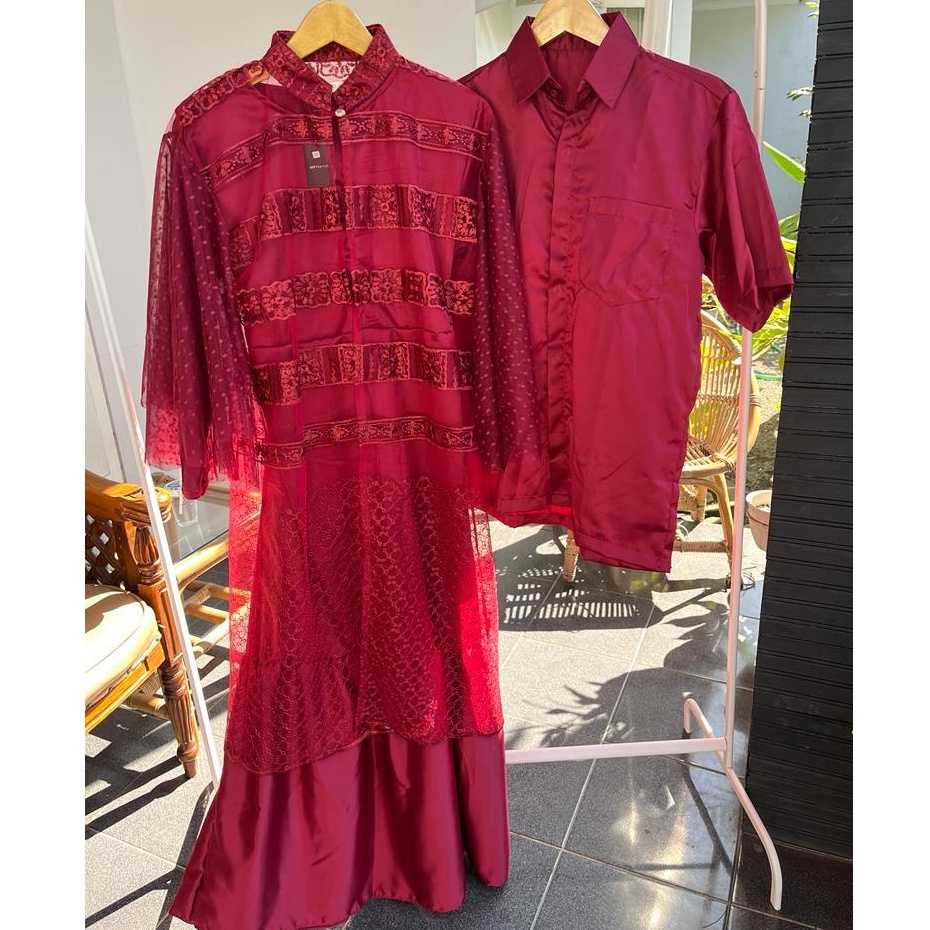 SETELAN COUPLE KONDANGAN DEVINA DRESS & KEMEJA KOKO - DRESS DAN KEMEJA KONDANGAN , PESTA DAN LAMARAN