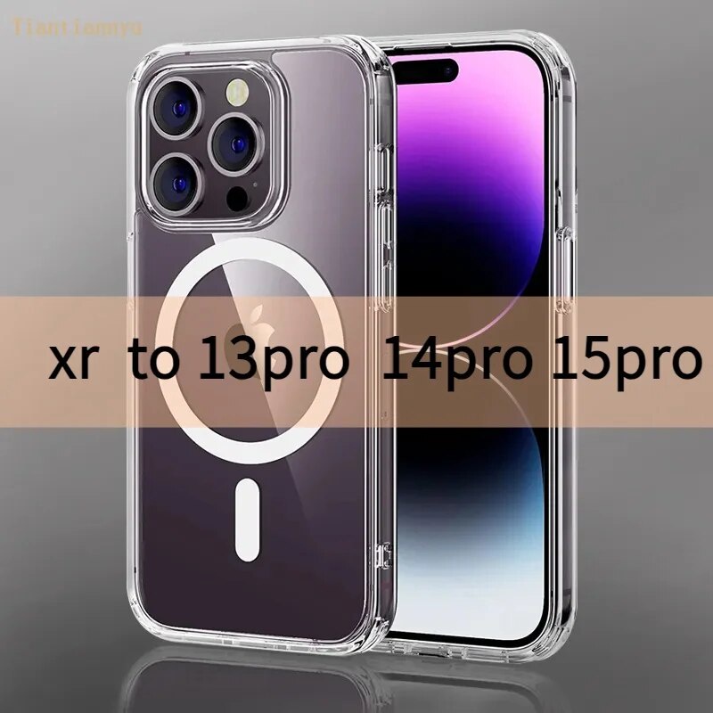 Magnetic Protective case for diy iphone xr to 13pro and 14pro ,new style xr into 13 pro 14 pro case 