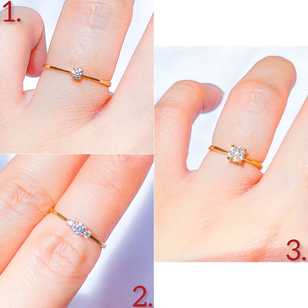 NEW Cincin anak dan dewasa emas asli kadar 700 70 16k solitaire diamond look permata 1 3 petak ringa