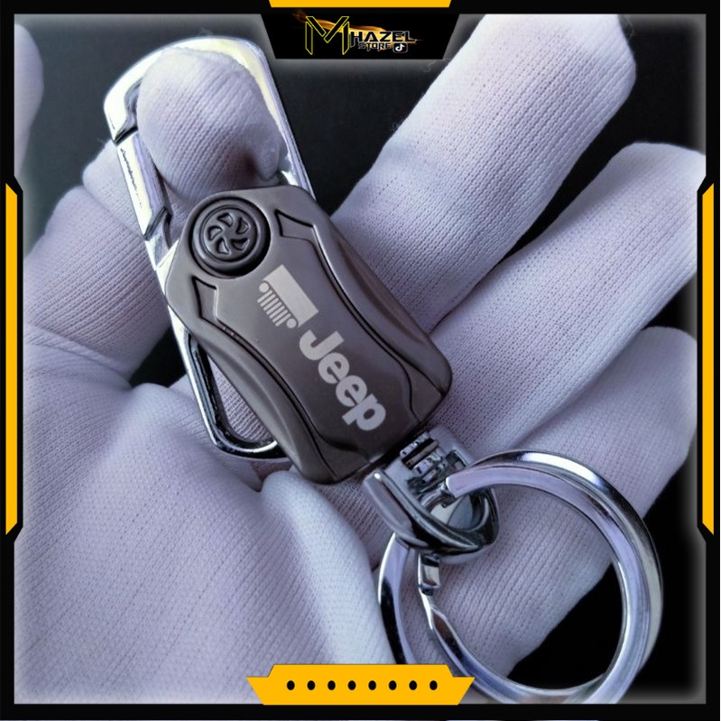 gantungan kunci remote keyless mobil jeep logo bahan metal