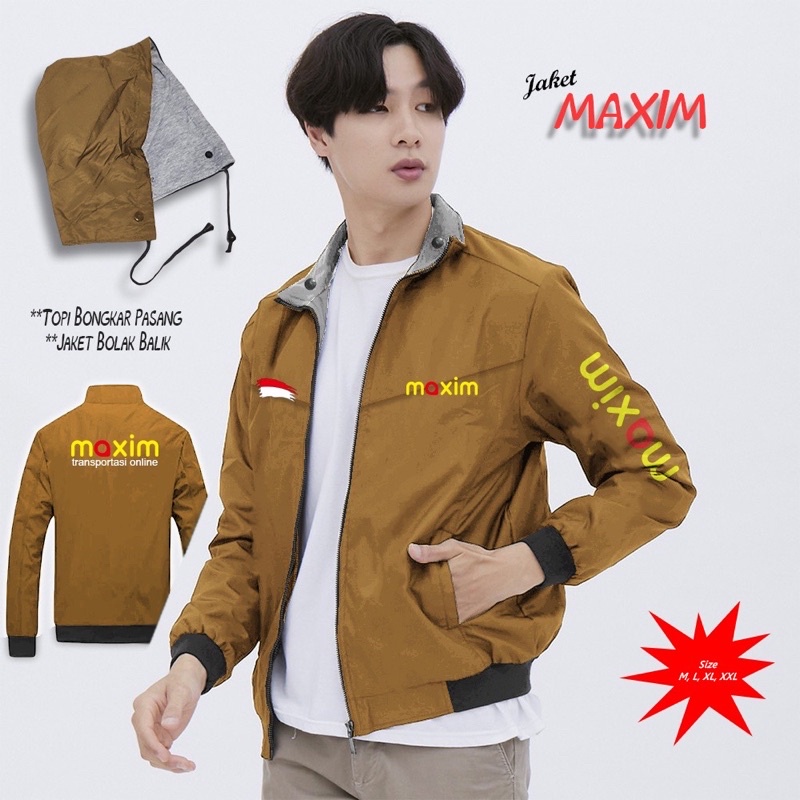JAKET MAXIM // JAKET DRIVER TERBARU OJEK ONLINE MAXIM BOLAK BALIK JAKET CUSTOM SABLON