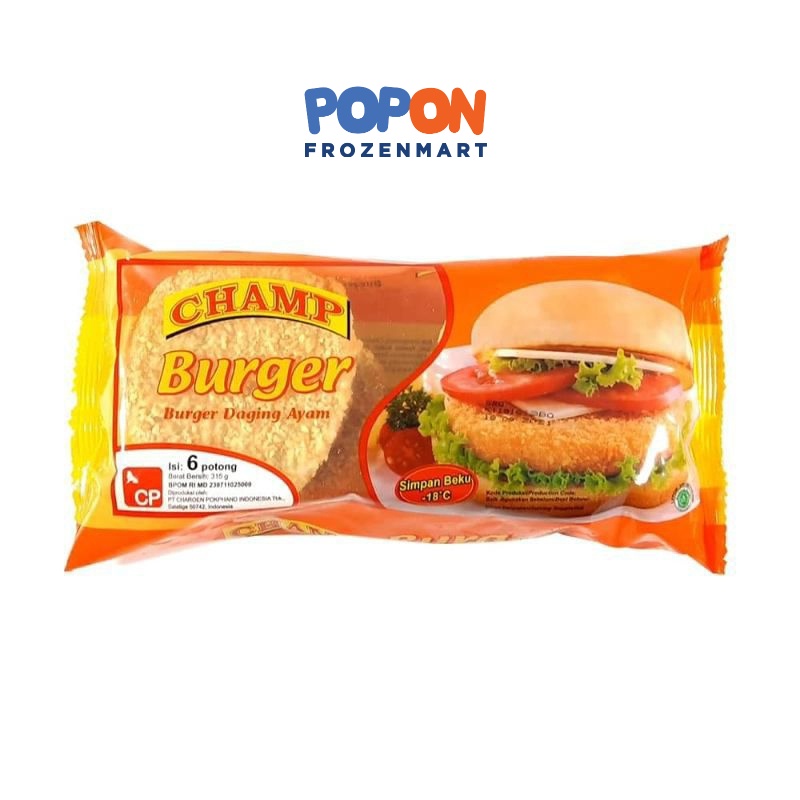 

CHAMP BURGER AYAM 315 GR / ISIAN BURGER DAGING AYAM ISI 6 PCS