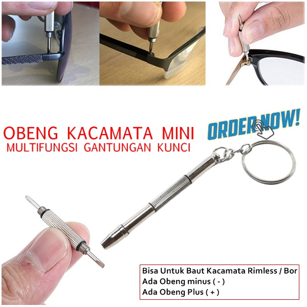 Obeng Kacamata Mini Multi Fungsi Gantungan Kunci Obeng Kecil Kacamata