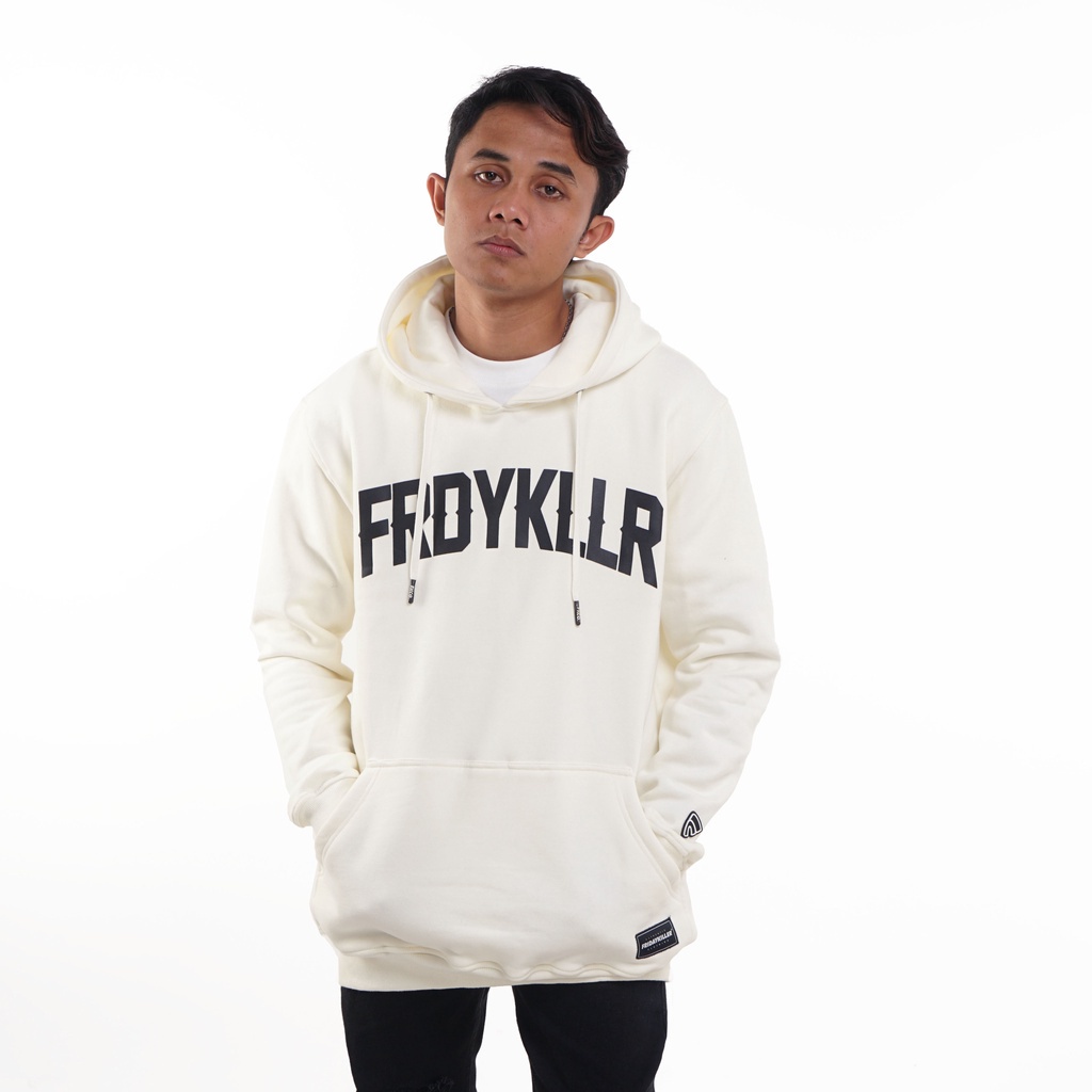 JAKET SWEATER HOODIE PRIA POLOS PUTIH TULANG FRIDAY KILLER | VERSA OFF WHITE HOODIE