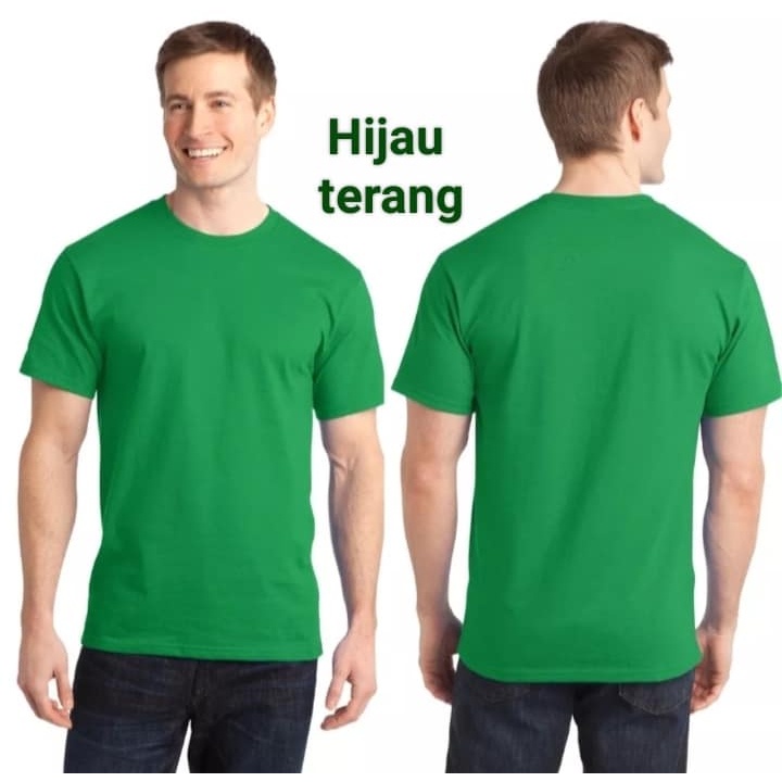 kaos polos warna HIJAU TERANG lengan pendek bahan semi katun combed 20s - grosir kaos polos - kaos p