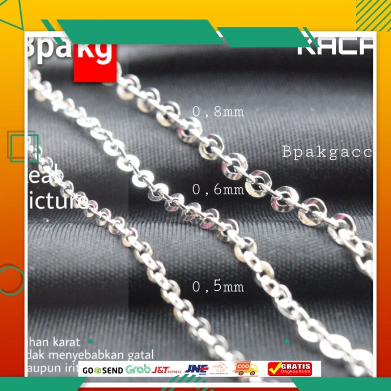 TERBARU 2024 - Kalung Rantai Nori Kaca Anti Karat - Kalung Titanium Wanita mengkilap Polos halus Nur
