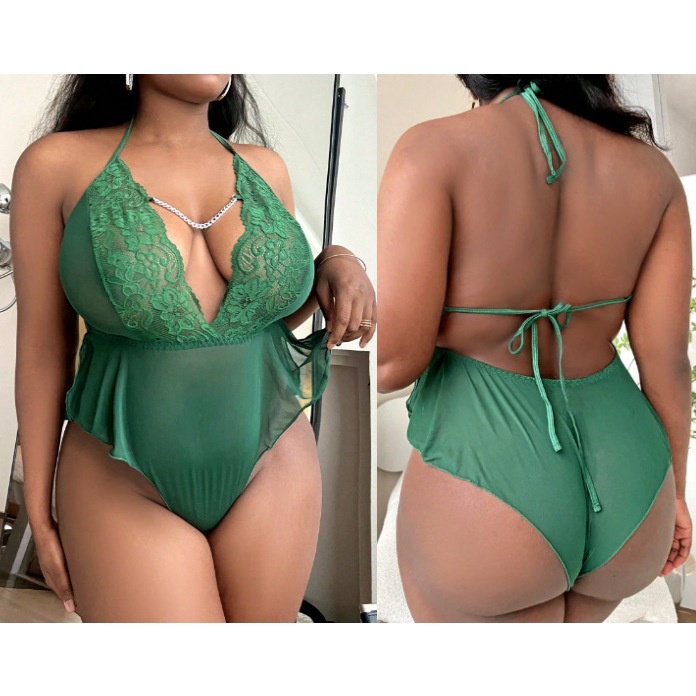 Pakaian Sexy jumsuit Lingerie big size sexy lingerie open crotch jumbo Premium