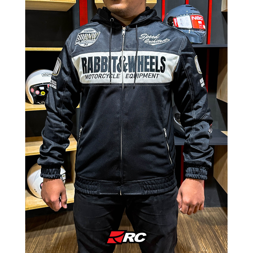 Rabbit and Wheels Zipper Full Mesh Hoodie Black