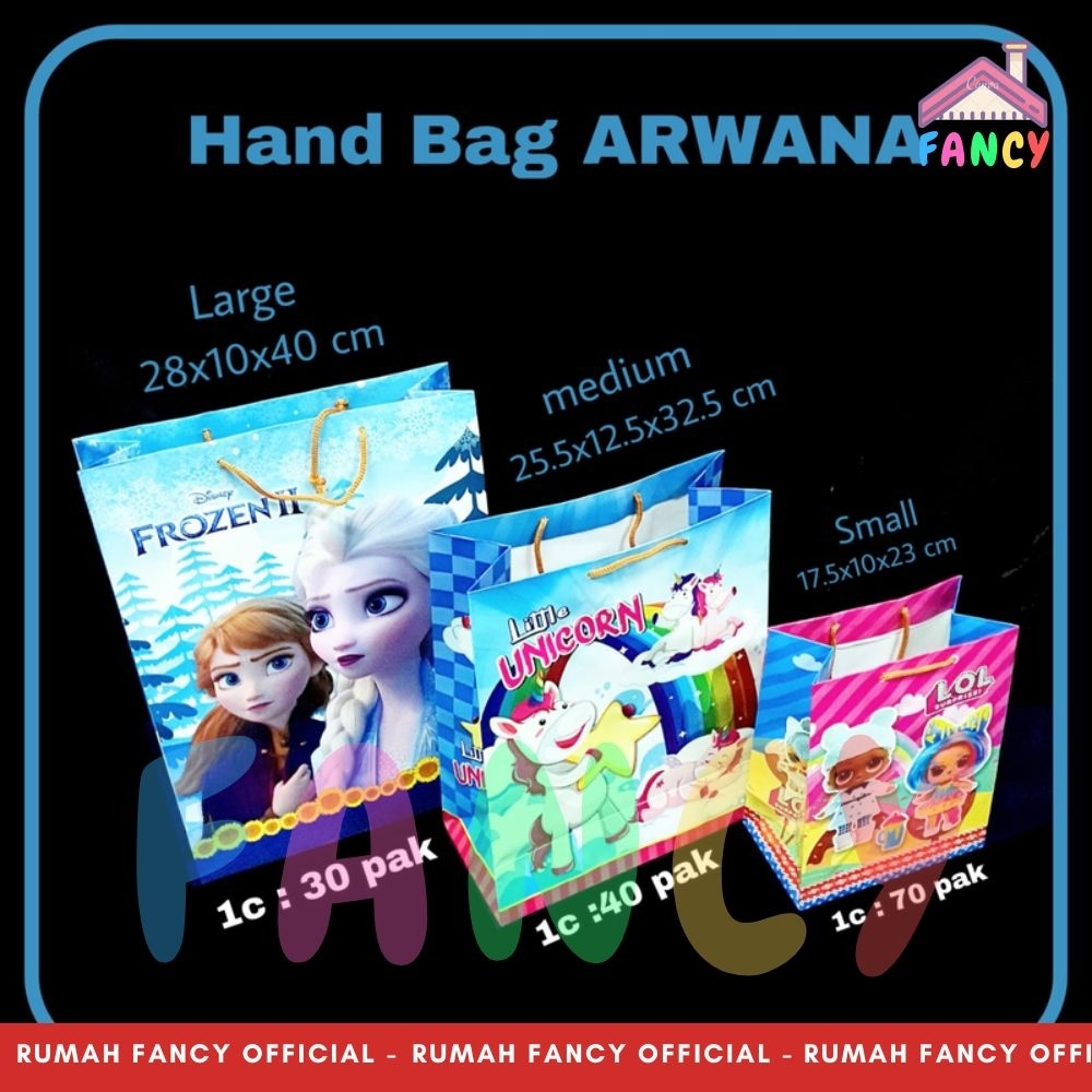 

[1 PCS] Paper Bag/ Goodie Bag Goodie Bag Hand Bag Tali Motif Fancy ARWANA Ukuran S / M / L