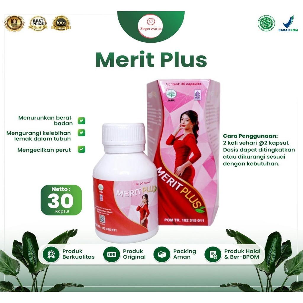 Segerwaras- Merit Plus isi 30 Kapsul Cap Capung dengan Ekstrak Jati Belanda & Green Tea Slimming Her