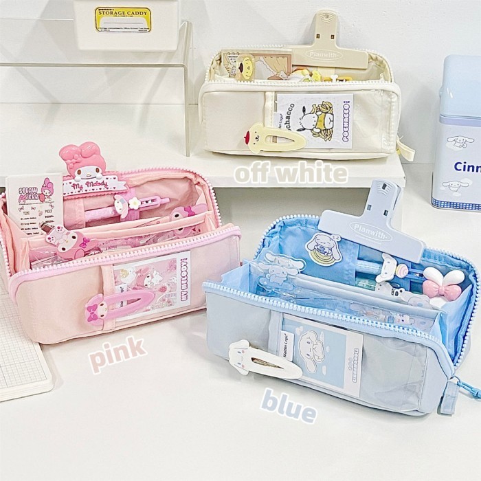 

Korea style big pencil box organizer bag kotak pensil kawai lucu - Purple B
