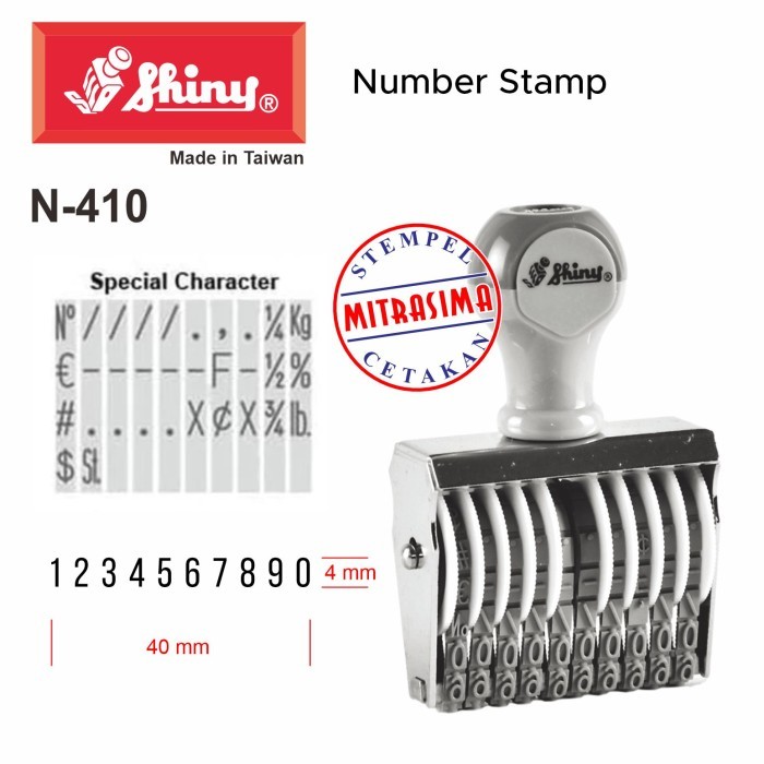 

Stempel Shiny N-410 N410 stempel nomor manual 10 digit 4mm N 410
