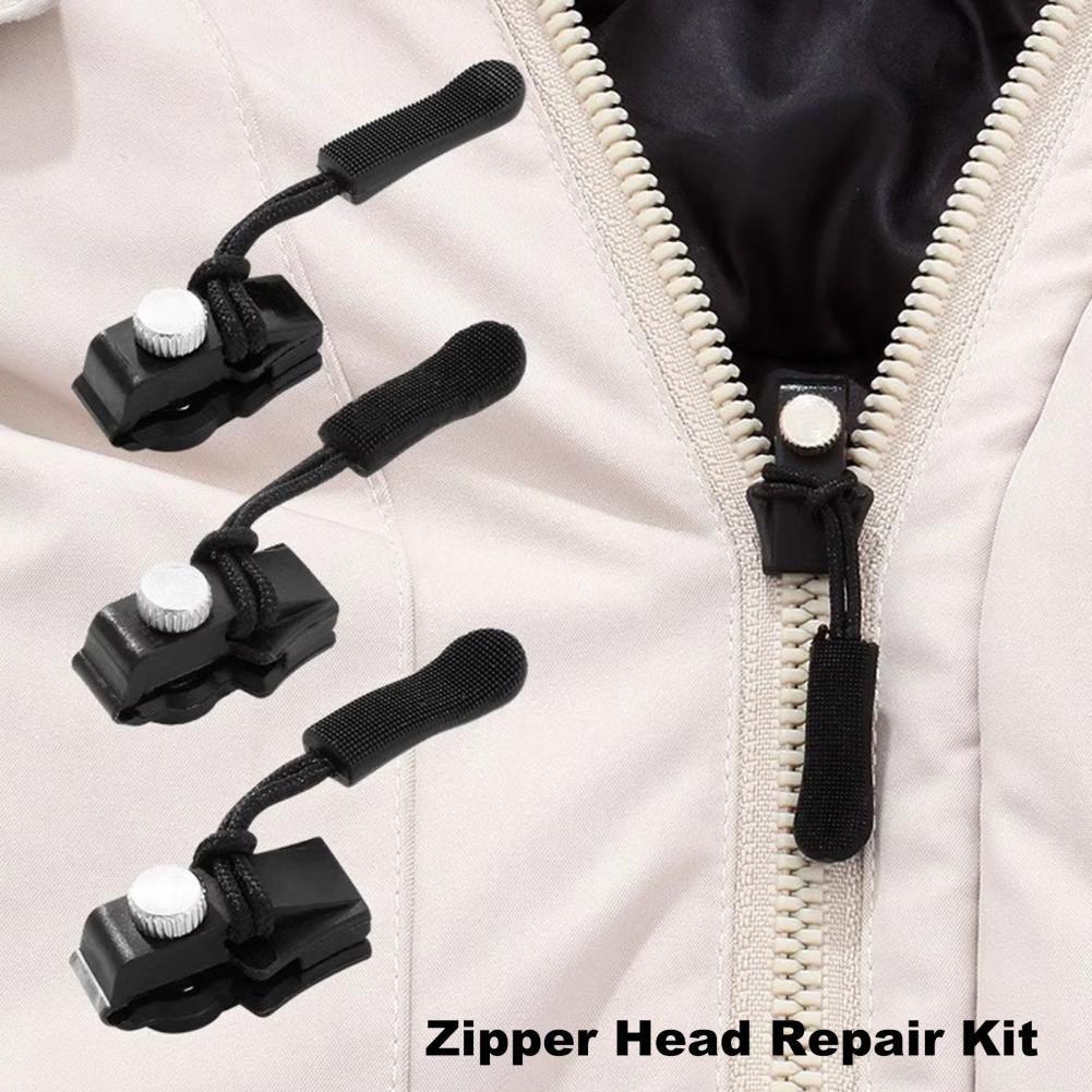 

12 Pcs Zipper Repair Kit Universal Zipper Puller Replacement Metal Adjustable Zipper Fix Sliding Teeth Screw Head for Clothing B
