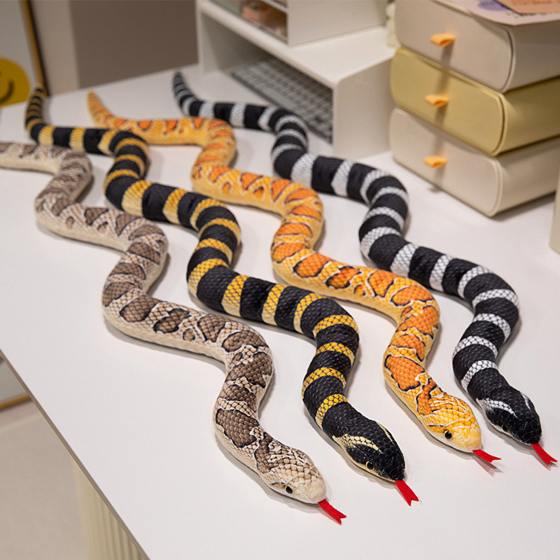 100/150CM Simulation Snake Plush Toys Lifelike Banded krait Palmetto Corn Snake Stuffed Soft Long Pi