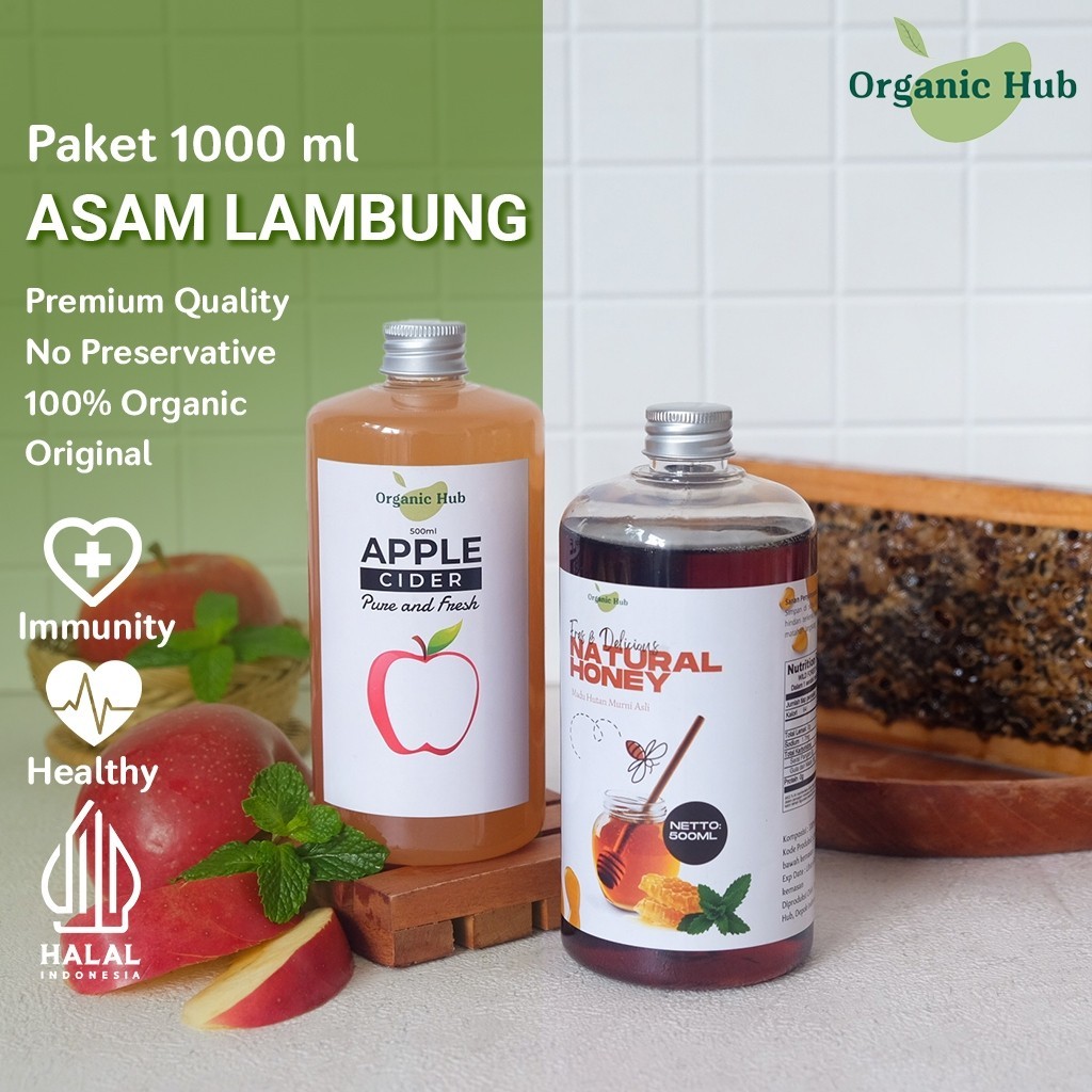 

Organic Hub Paket 2in1 Madu Hutan Murni Organik 500 ML Cuka Apel Original Apple Cider With Mother Murni 500 ML