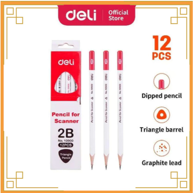 

Pensil Kayu 2B Pencil Deli No.10900 Triangle Segitiga 12 Pcs