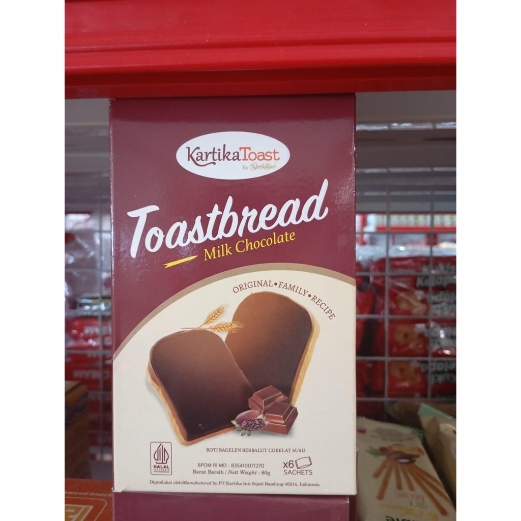 

KARTIKA TOASTBREAD MILK CHOCOLATE 60 GRAM ISI 6 PCS