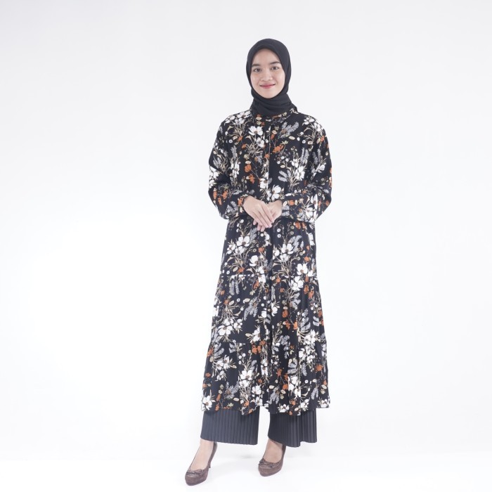 Long tunik rayon premium motif / gamis wanita / baju muslim