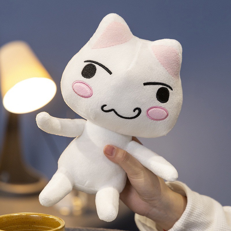 Lovely Toro Inoue Cat Plush Toy Couple Black White Cat Plushie Smiling Cartoon Animal Dolls Room Dec