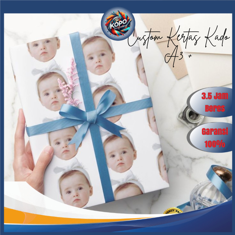 

KOPO Kertas Kado Custom Desain Muka Wajah Aesthetic Bisa Tambah Tulisan Wrapping Papper Hadiah