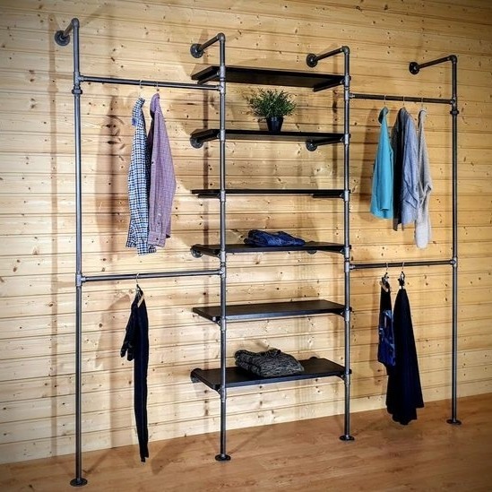 Rail Rack Industrial Pipe - Rak Gantungan Baju Distro ready