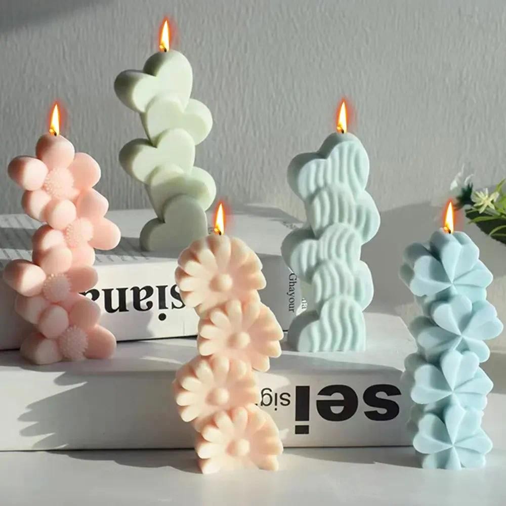

Stacks of Love Sun Flower Silicone Candle Mold Diy Candle Making Mold Four Leaf Clover Daisy Soap Resin Mould Craft Home Decor