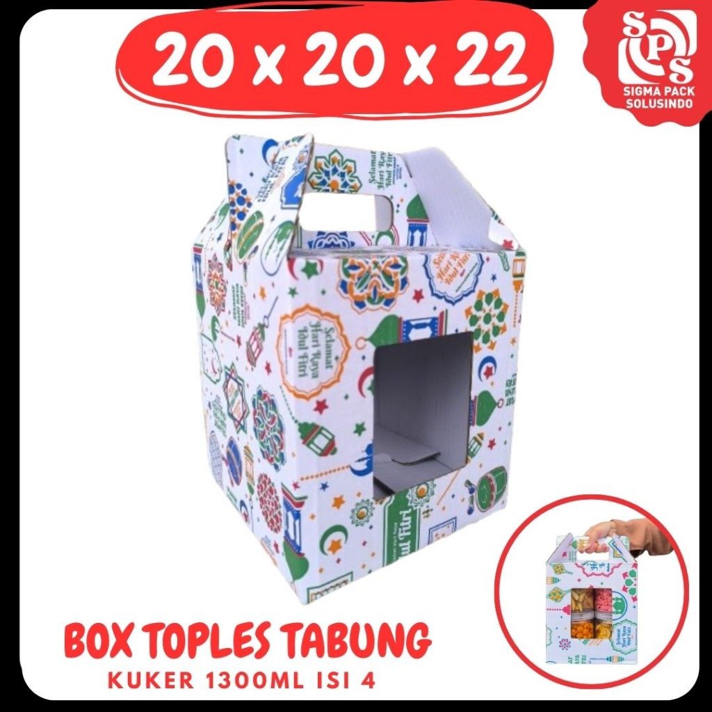 

Box 20x20x22 Jinjing (KUKER TOPLES JAR 1300ml ISI 4) Kardus Idul Fitri Lebaran Hampers/Ied Mubarak/Box Boneka/Hampers Kue Kering MEDIAPACK