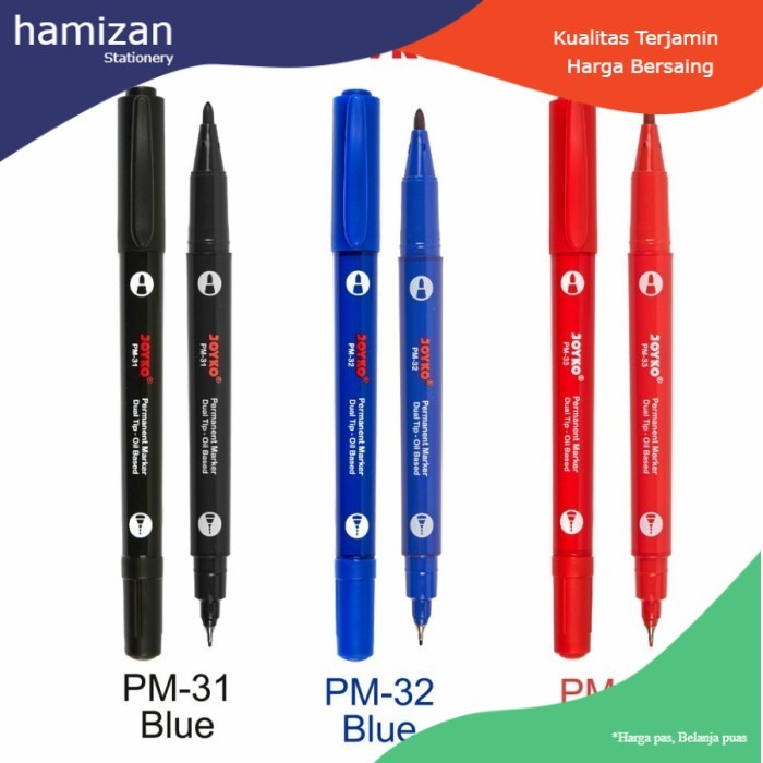 

Joyko Spidol Permanent Marker PM 31~33 / Spidol Permanen Dual Tip - Merah (PM 33)