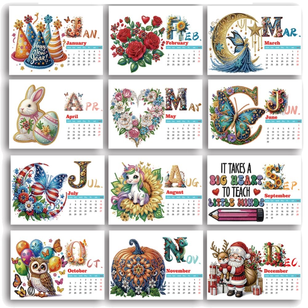 

2025 Special Shape Merry Christmas Diamond Painting Desk Calendar Desktop Diamond Standing Calendar Rhinestones Desktop Calendar