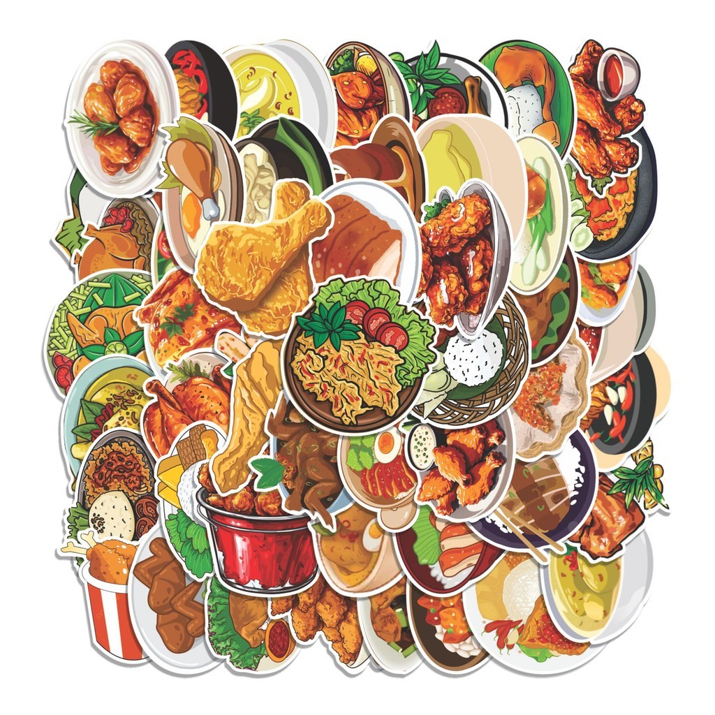 

COD 50 Pcs Stiker ANEKA OLAHAN AYAM CARTOON Lucu Anti Air Untuk Dekorasi Notebook Sepeda Skateboard Handphone