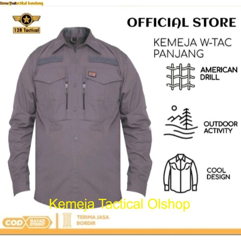 Size jumbo KEMEJA TACTICAL SAKU W-TAC Lengan panjang bahan american dril
