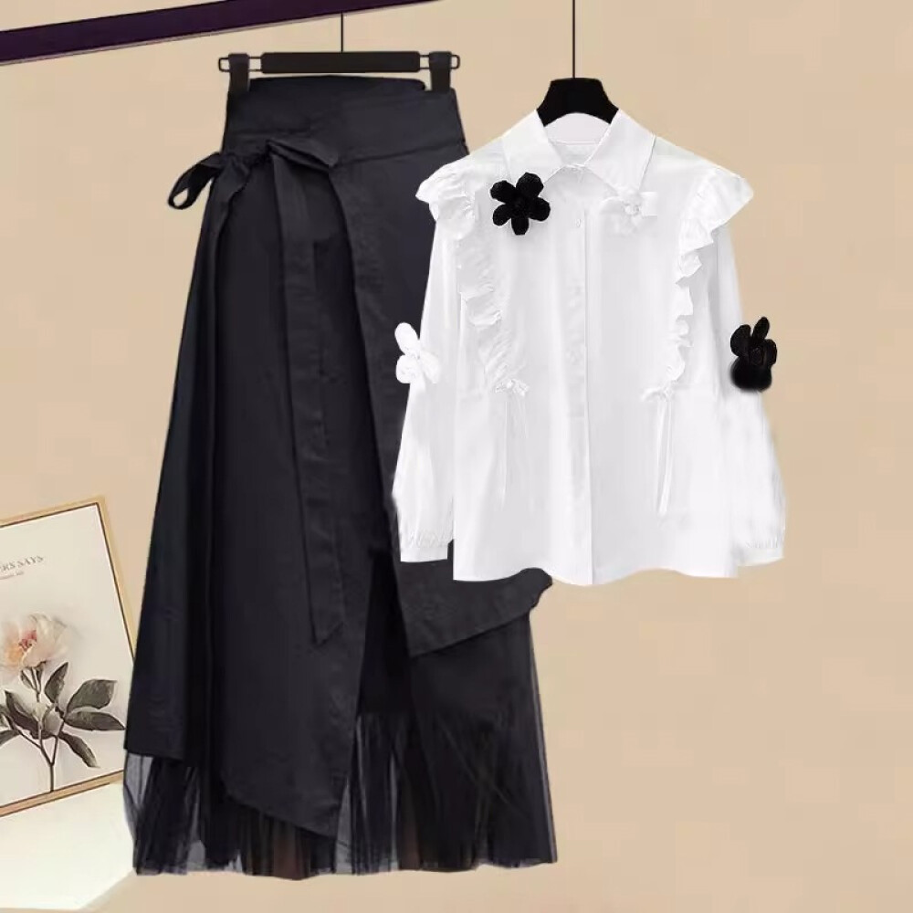 Stelan Rok | Set Rok Wanita | Original By FADFAD.OL | Atasan Putih Wanita | Rok Hitam | Korea Selata