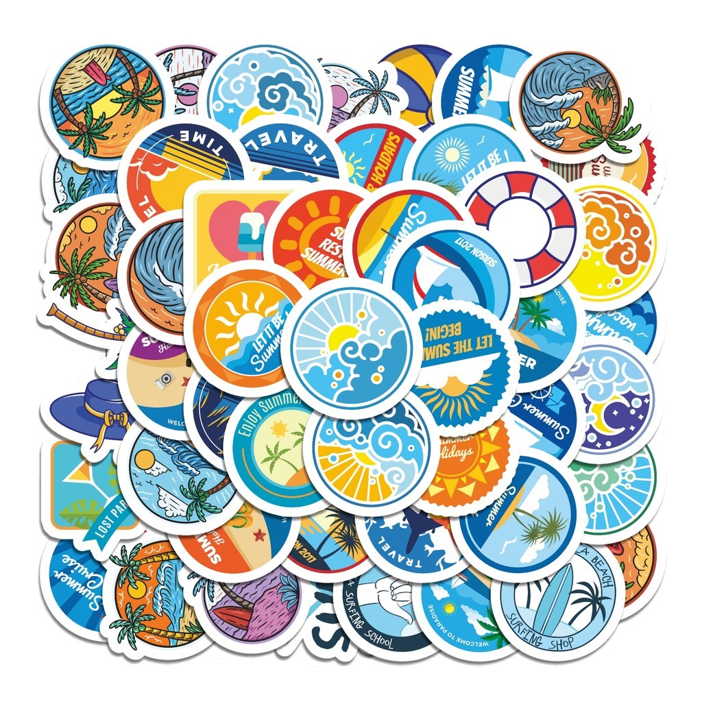 

COD 50 Pcs Stiker Pantai Lucu Anti Air Untuk Dekorasi Notebook Sepeda Skateboard Handphone