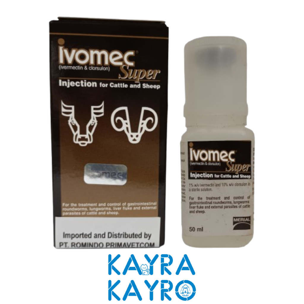 Ivomec Super 50 mL - Obat Anti Endoparasit & Ektoparasit Cacing & Kutu Hewan