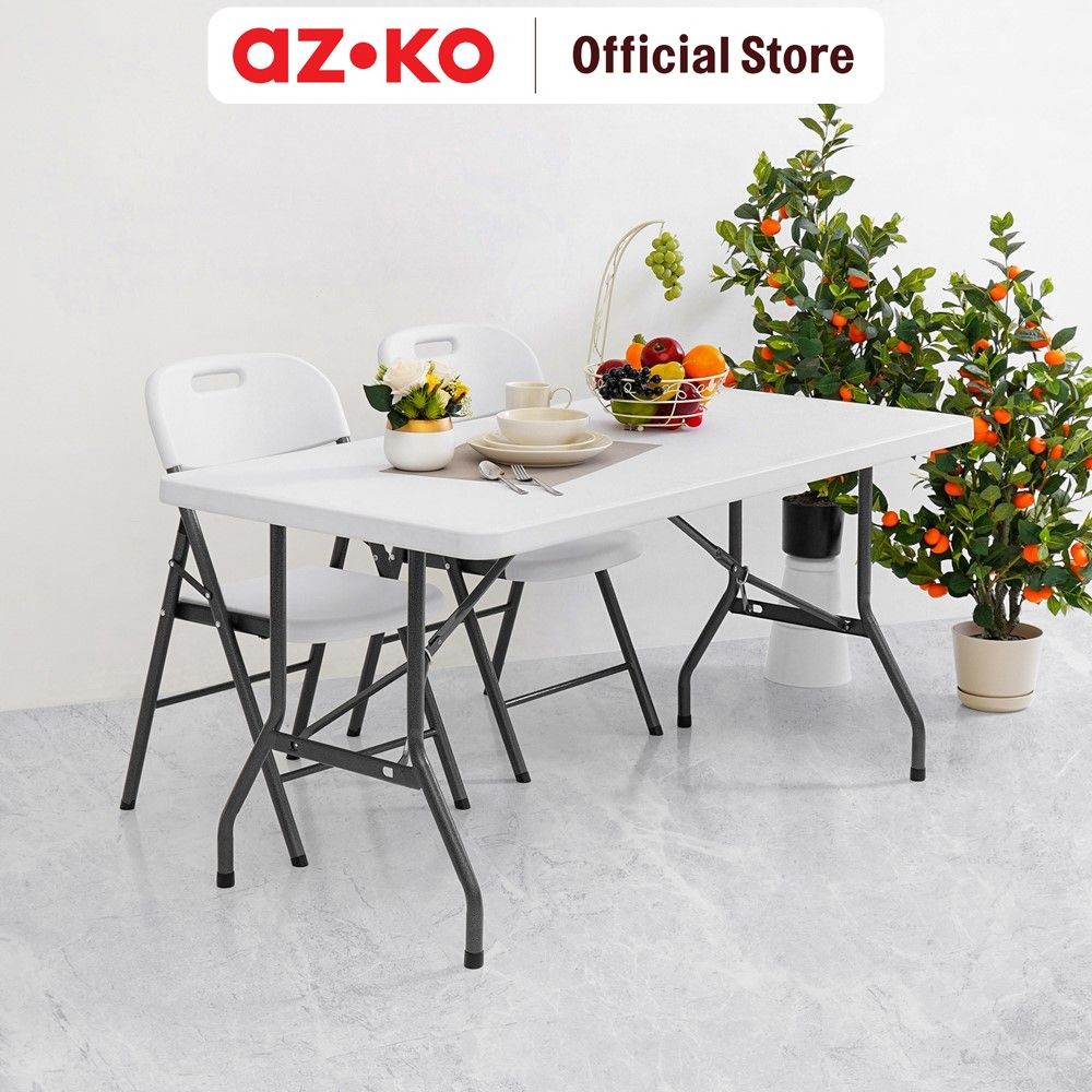 AZKO Krisbow Meja Lipat 152 cm - Putih Meja Serbaguna Folding Table Multifunctional Foldable Desk Pi