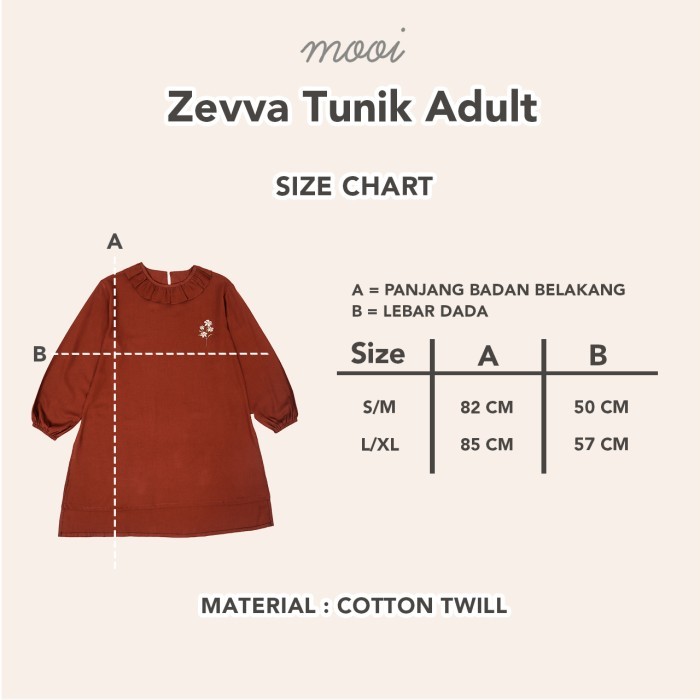 NEW -Mooi Tunik Wanita Atasan Wanita Zevva Tunik Adult - DUSTY PINK, SIZE L/XL