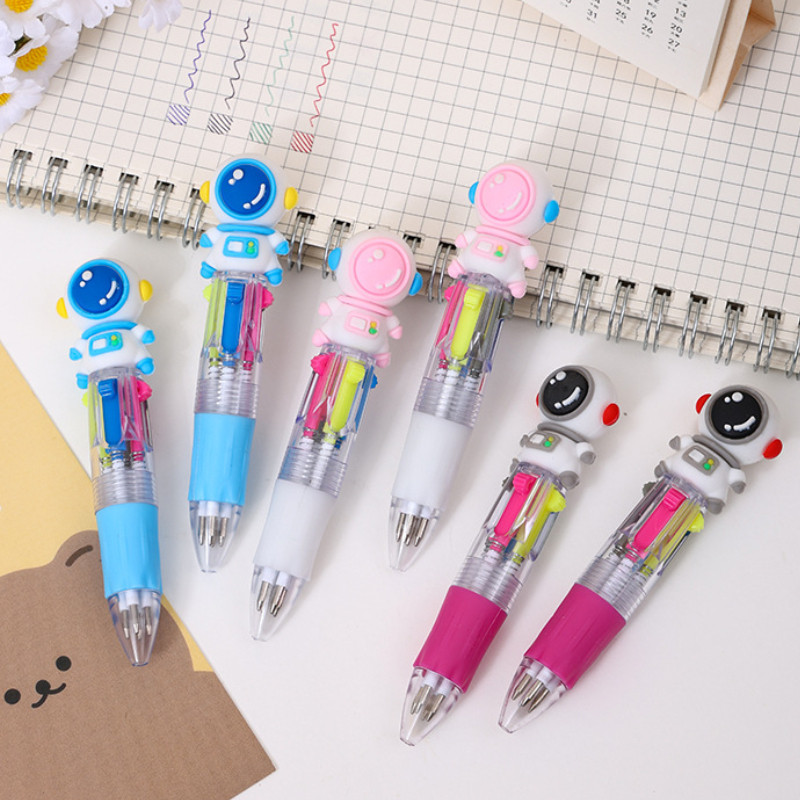 

10Pcs/Lot Cute Astronauts 4 Color Mini Ballpoint Pen Cartoon Space Men Ball Pens Multi-color Gift Pens for Student Stationery