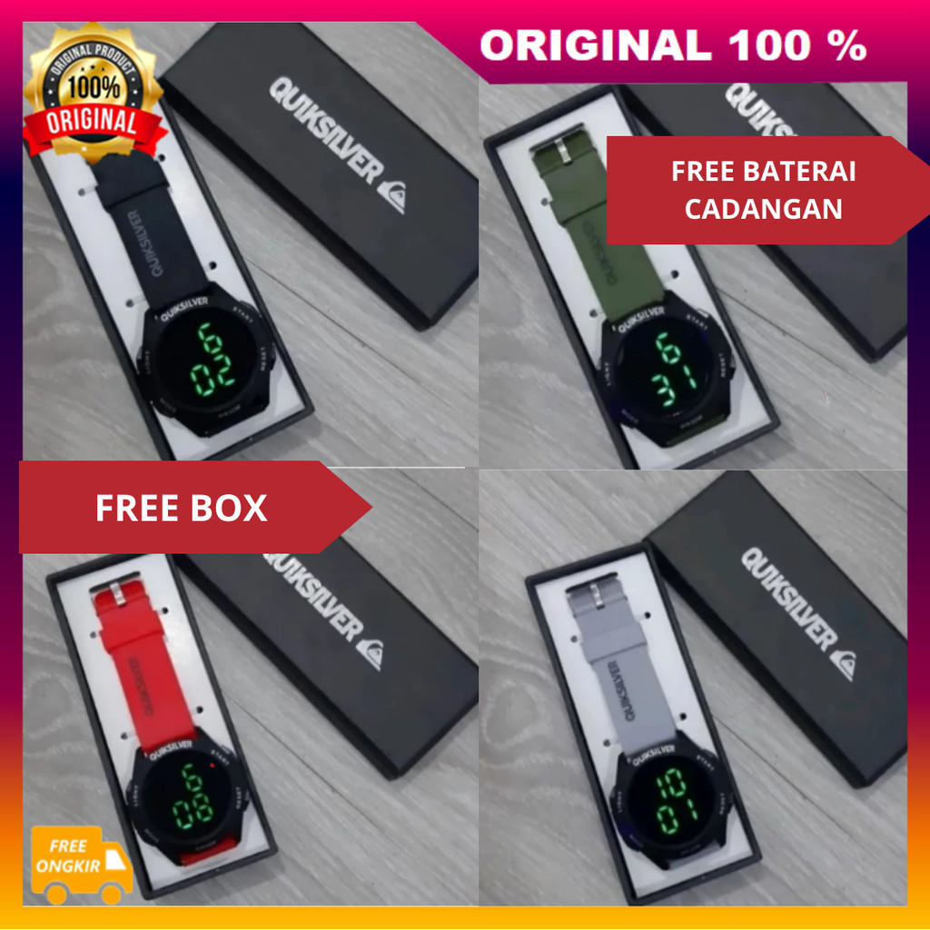 Jam Tangan Digital Pria Sporty Led Keren Free Box Cowok Dewasa Rubber