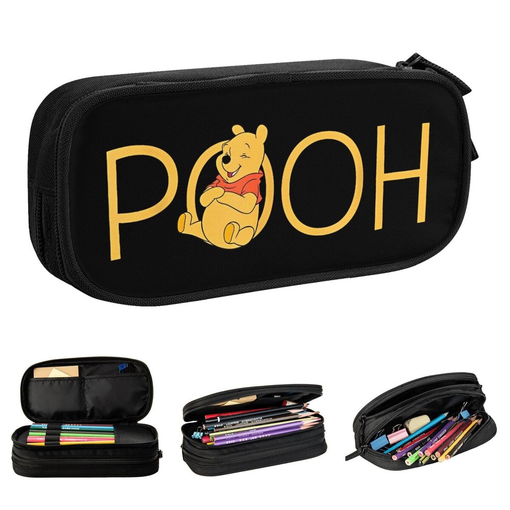 

Winnie The Pooh Classic Lettering Pencil Cases Cartoon Cute Pen Box Bags Girl Boy Big Capacity School Supplies Zipper Pencilcase