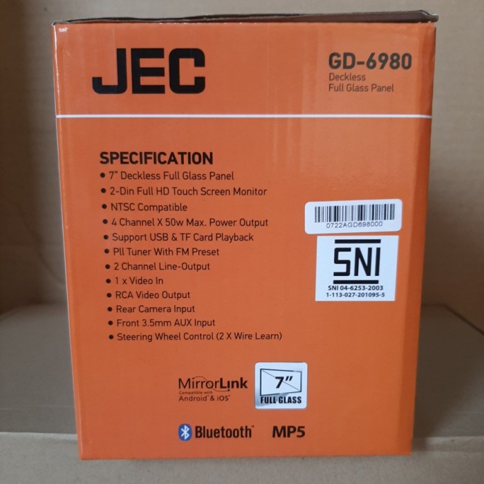 Headunit Deckless JEC 7 Inch GD-6980 / Deckless JEC Mobil Universal