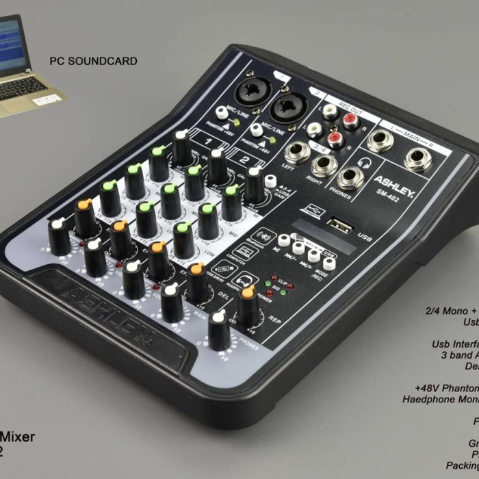 Mixer karaoke 4 channel audio ASHLEY SM 402 mixer mini original