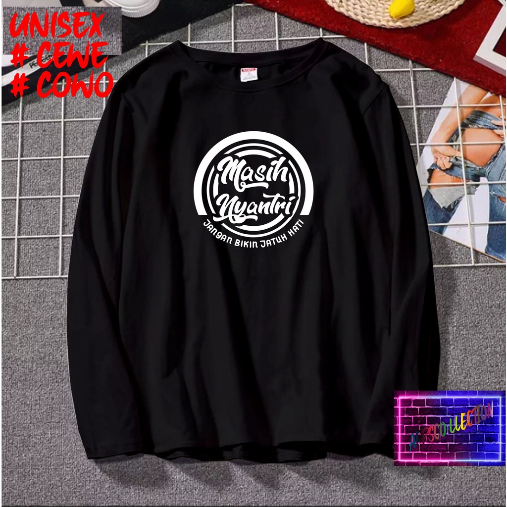 Indo 1 KAOS MASIH NYANTRI LENGAN PJG/KAOS TULISAN/KAOS HIT/KAOS SANTRI KEKINIAN/KAOS DAKWAH PAKAIAN 