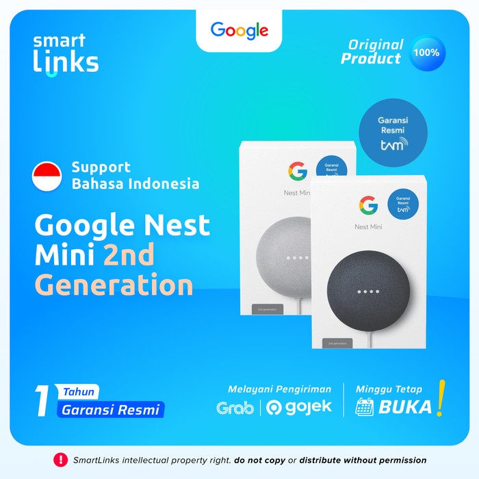 Terlaris ✨-Google Nest Mini 2 / 2nd Generation - Garansi Resmi TAM - Putih, GRS TOKO 1 BLN